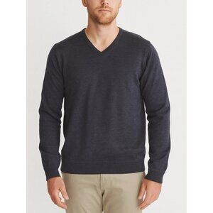 John W. Nordstrom Mens XXL Sweater Navy V-Neck 100% Extra Fine Merino Wool